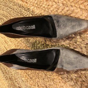 Roberto Cavalli hair on hide pumps